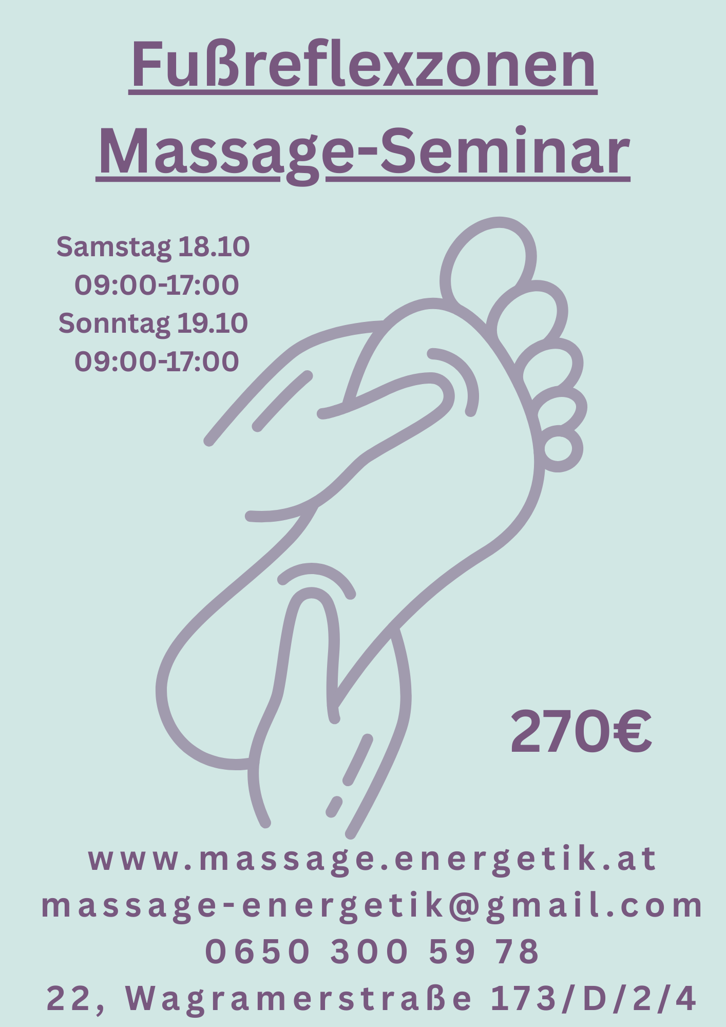 Plakat Fußrelfexzonen Massage-Seminar